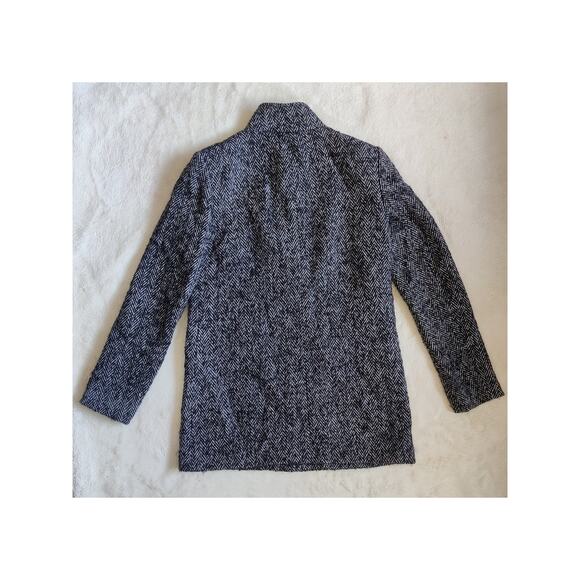 Theory Wool Blend Herringbone Coat Size S Black White Full zip Pockets - Picture 2 of 6